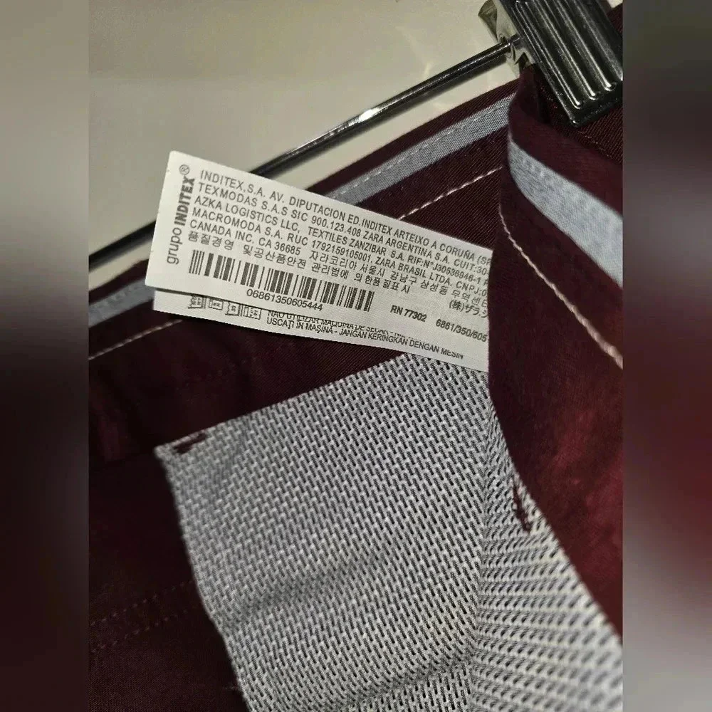 Zara Man Pants Size 34 Purple Cotton Stretch Made In Turkey Capris YGI N2-301 - Picture 6 of 12